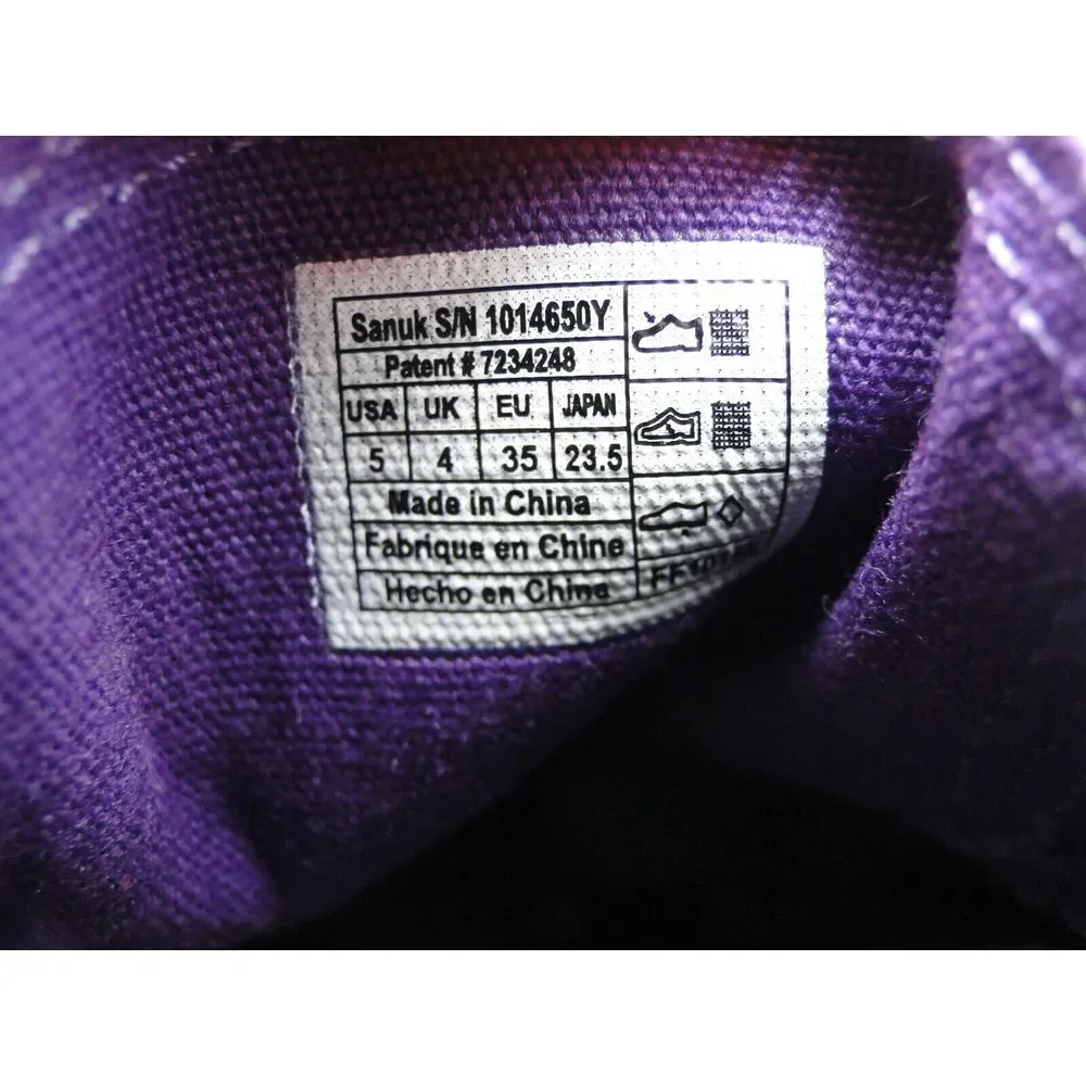 Sanuk Dona Lil Icon Slip On Loafers Shoes Purple Kitty Cat Kids Size Girls 5*NWT